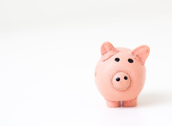 A piggy bank on a white background.