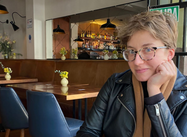 Anca Matioc sitting in cafe