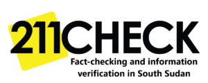 Image text: 211 Check. Fact-checking and information verification in South Sudan.